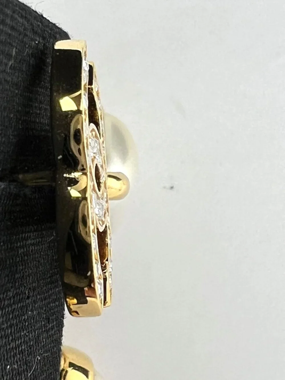 Chanel Gold Crystal CC Pearl Dangle Earrings
